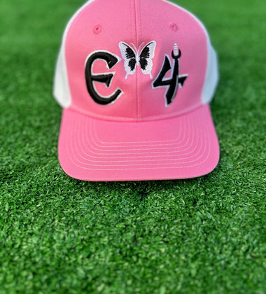2025 E4 Trucker Hat - True Pink & Black