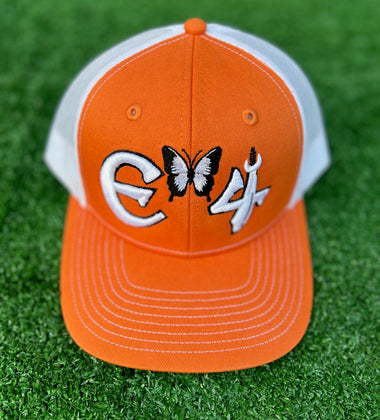 2025 E4 Trucker Hat - Texas Orange & White