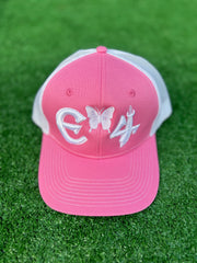 2025 E4 Trucker Hat - True Pink & White
