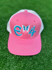 2025 E4 Trucker Hat - True Pink & Sky Blue