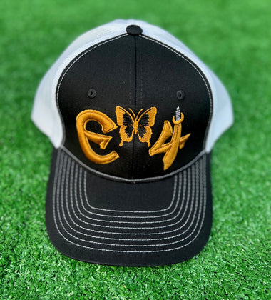 2025 E4 Trucker Hat - Black & Gold