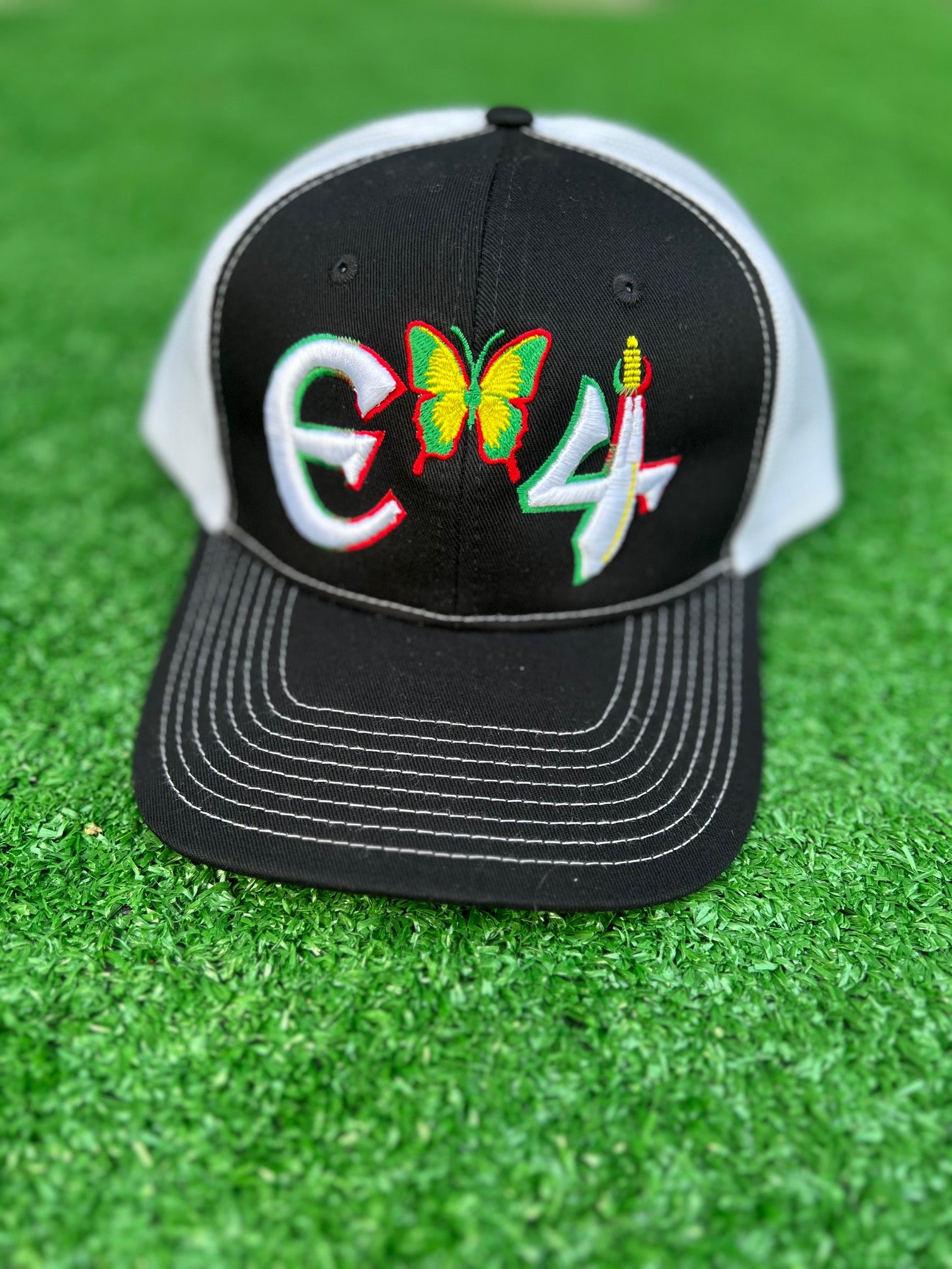2025 E4 Trucker Hat - Black, Red, Green & Yellow