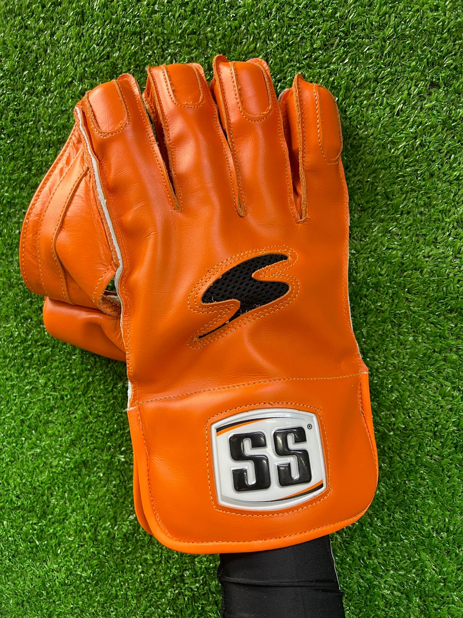 SS MSD Dhoni Orange Players Wicket Keeping Gloves - 2024