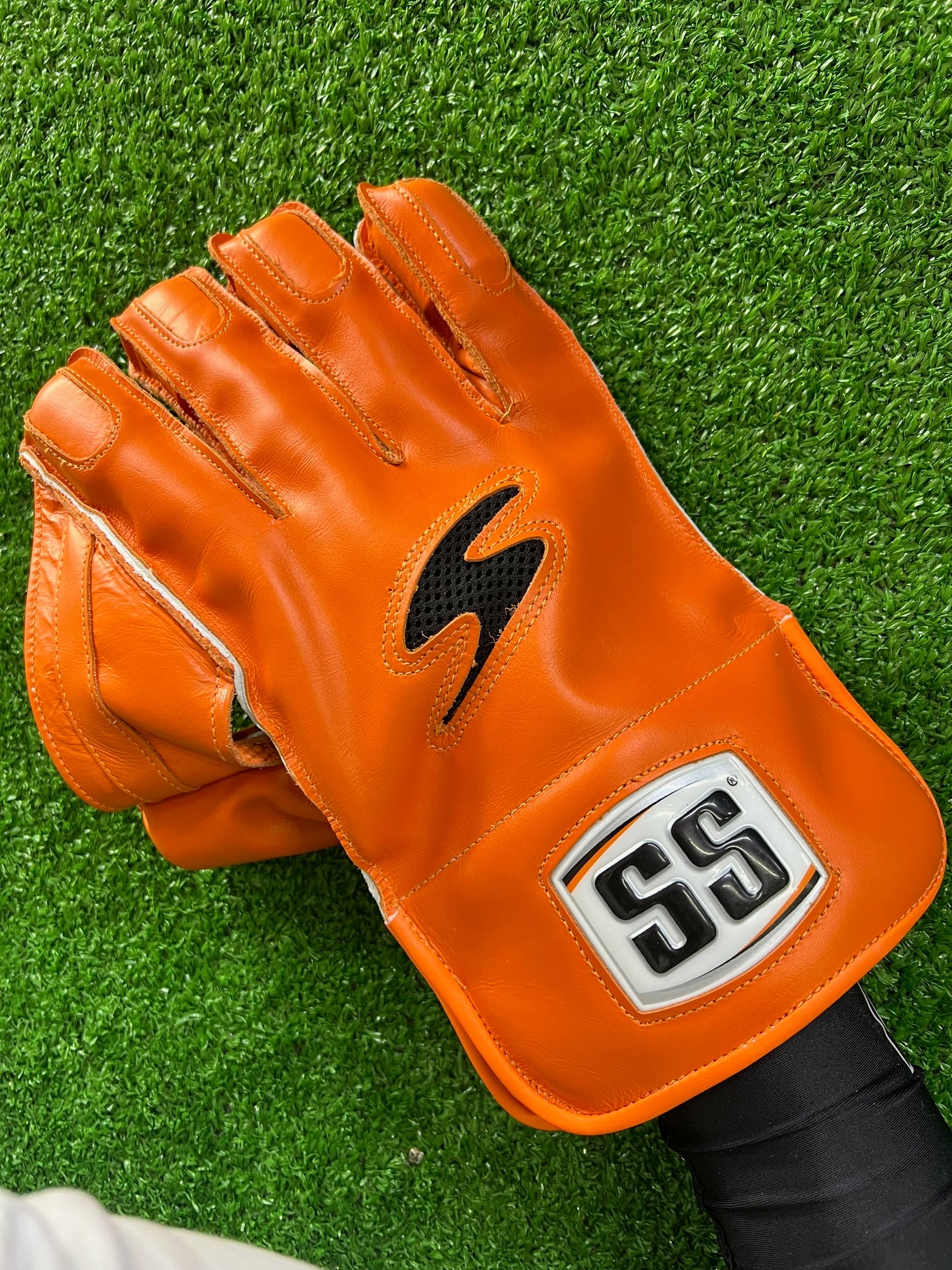 SS MSD Dhoni Orange Players Wicket Keeping Gloves - 2024