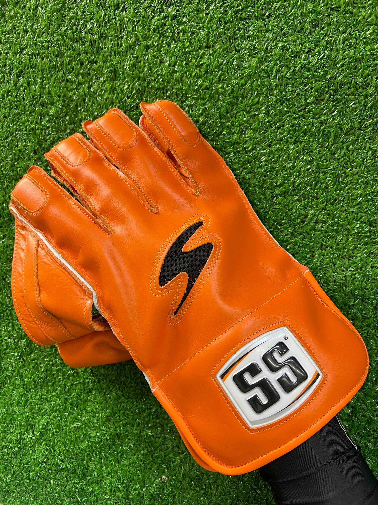 SS MSD Dhoni Orange Players Wicket Keeping Gloves - 2024