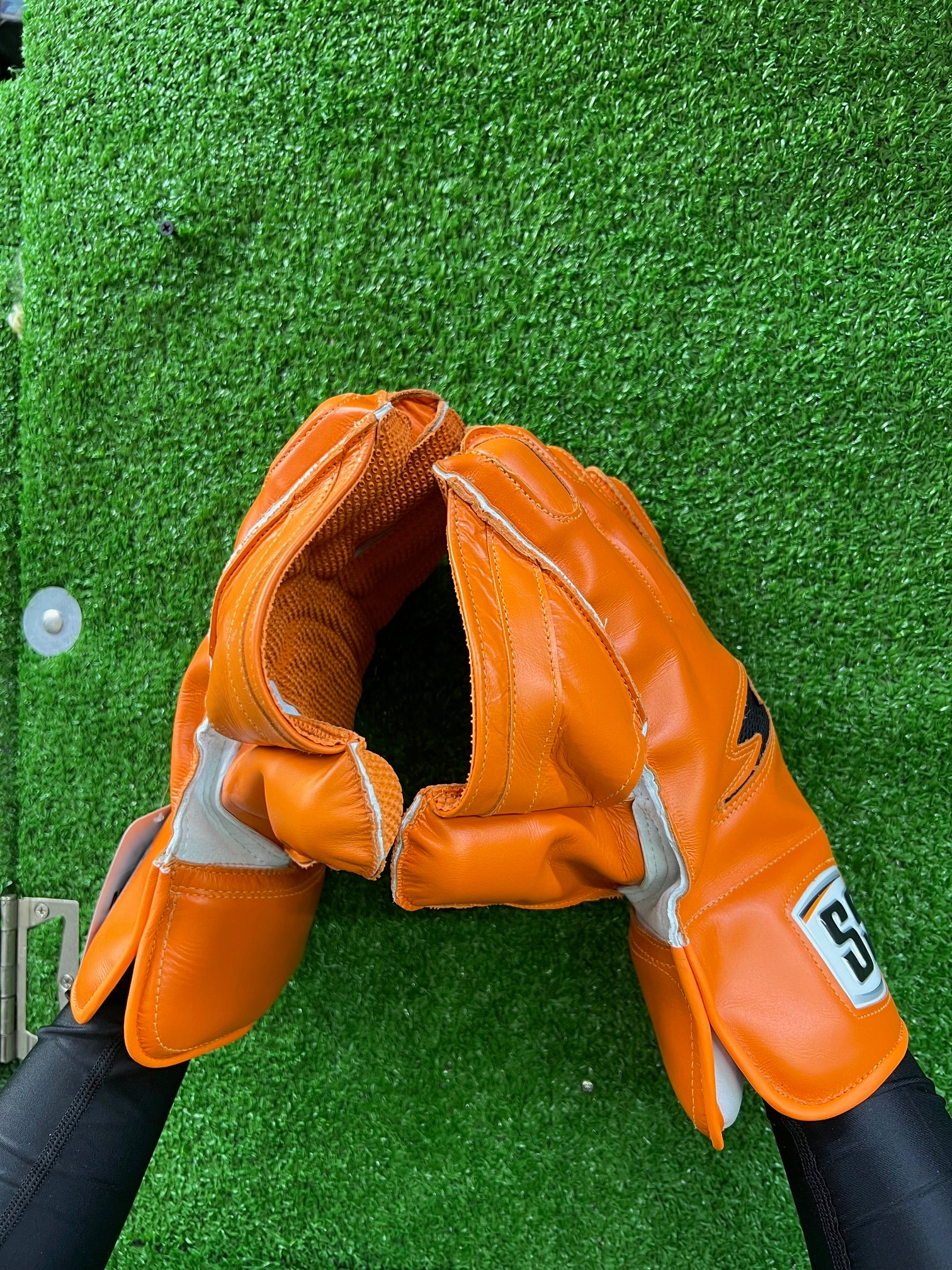 SS MSD Dhoni Orange Players Wicket Keeping Gloves - 2024