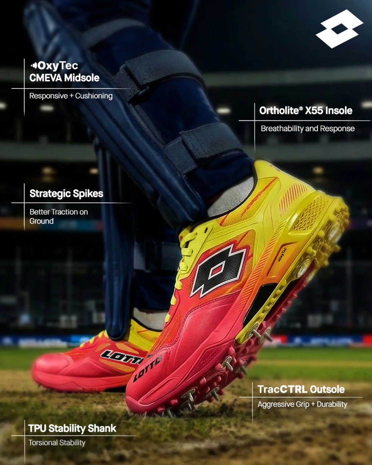 Lotto Supershot Fire Dragon IPL Batting Spike Shoes - 2026