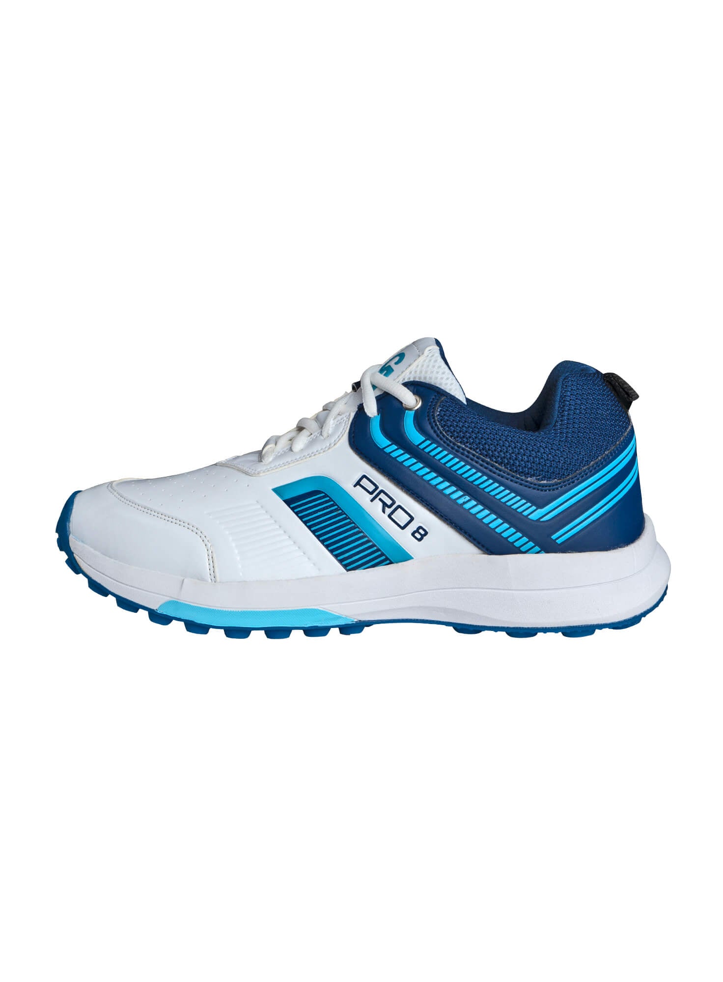 CA Pro 8 Rubber Cricket Shoes - White/Blue (2026)