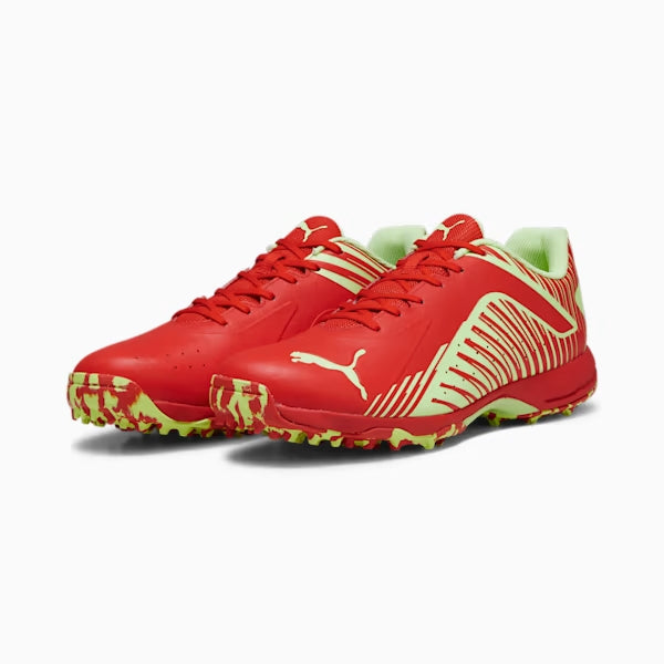 PUMA 22 FH  RUBBER CRICKET SHOES -  Red-Speed Green