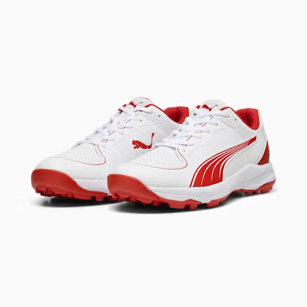 PUMA 24 FH Rubber Cricket Shoes - Puma White-Puma Red