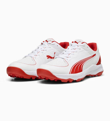 PUMA 24 FH Rubber Cricket Shoes - Puma White-Puma Red