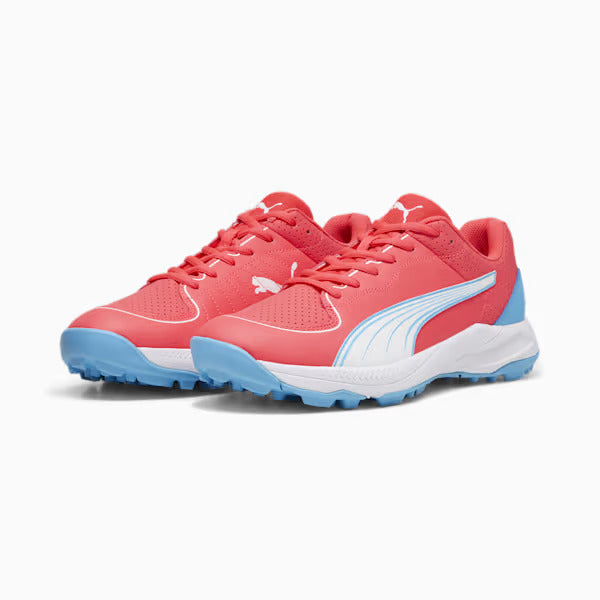 PUMA 24 FH Rubber Cricket Shoes - Fire Orchid-Puma White-Luminous Blue