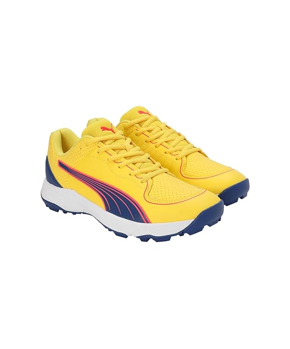 PUMA 24 FH Rubber Cricket Shoes - Pele Yellow-Clyde Royal-Fire Orchid