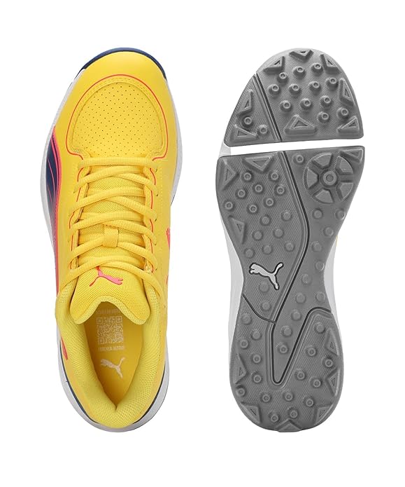 PUMA 24 FH Rubber Cricket Shoes - Pele Yellow-Clyde Royal-Fire Orchid