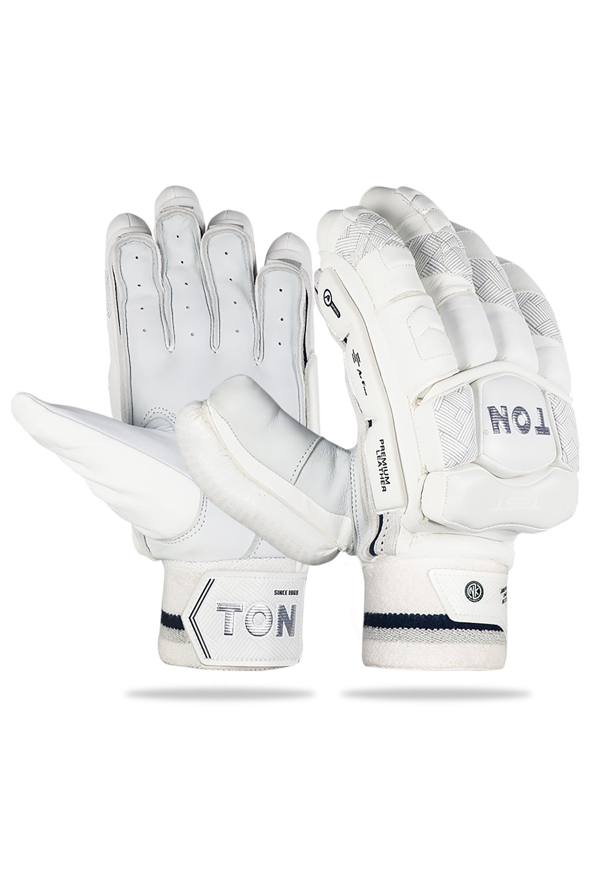 SS Ton Test Cricket Full White Batting Gloves - 2025