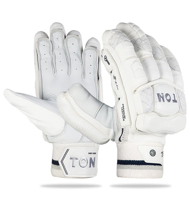 SS Ton Test Cricket Full White Batting Gloves - 2025