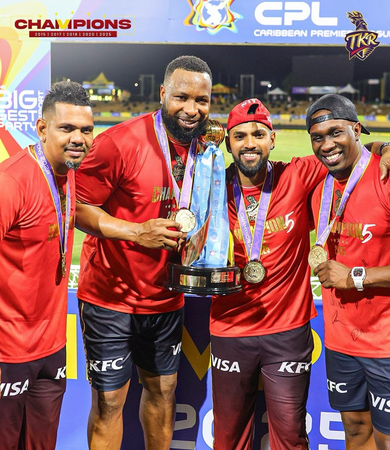 Official Trinbago Knight Riders Champion5 T-Shirt By TKR - 2025