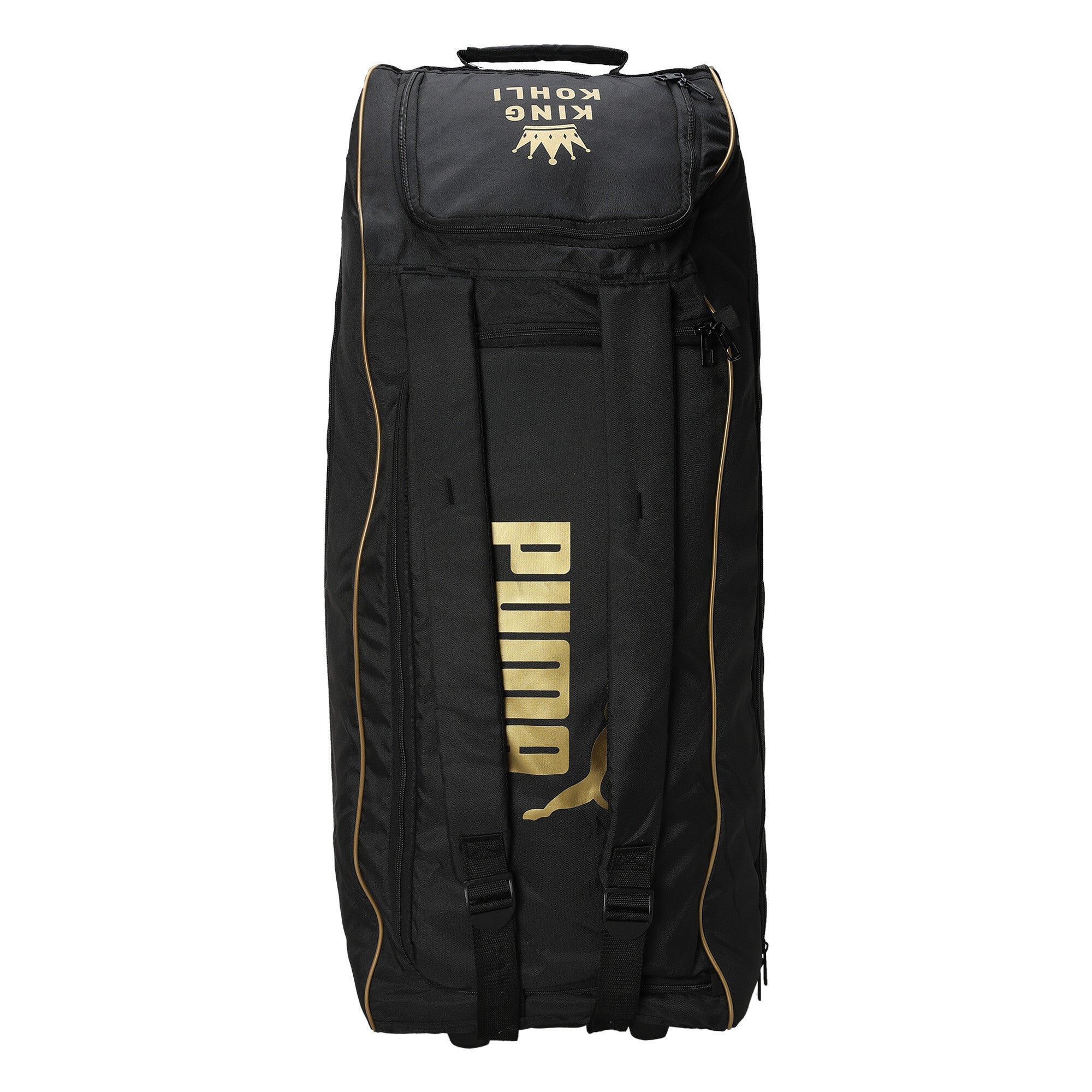 Puma King Kohli Cricket Duffle Wheelie Bag - Black and Gold