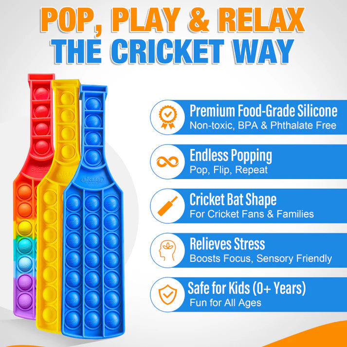 Cricbaby Cricket Bat Push Pop Bubble Fidget Toy