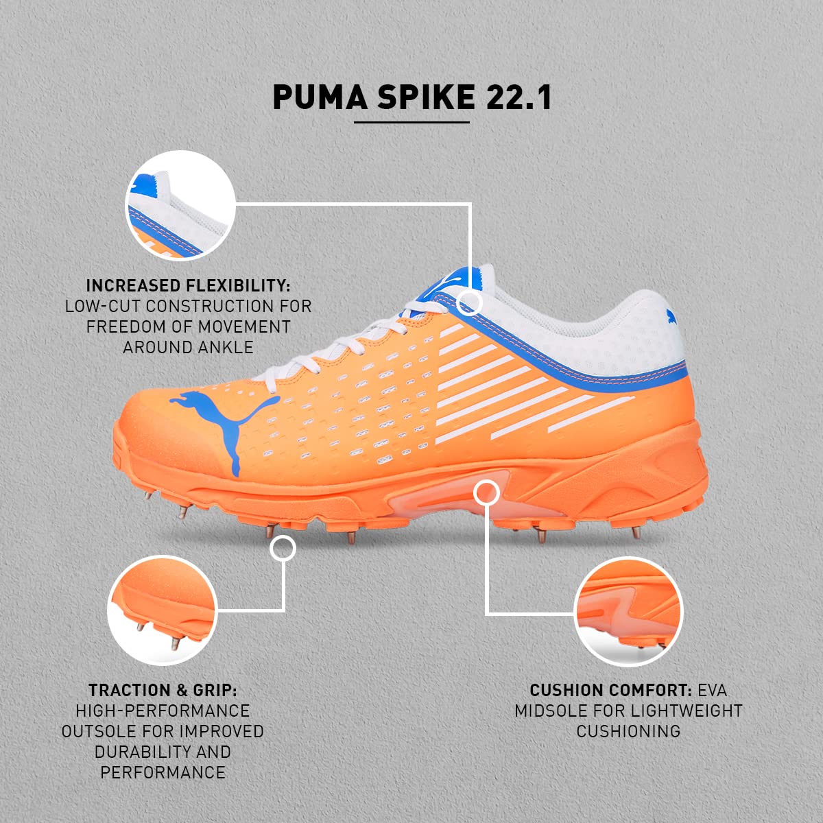 PUMA SPIKES 22.1 MEN'S CRICKET SHOES - NEON CITRUS