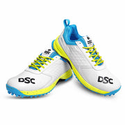 DSC JAFFA 22 Rubber Cricket Shoes White-Lime-Sky (2026)
