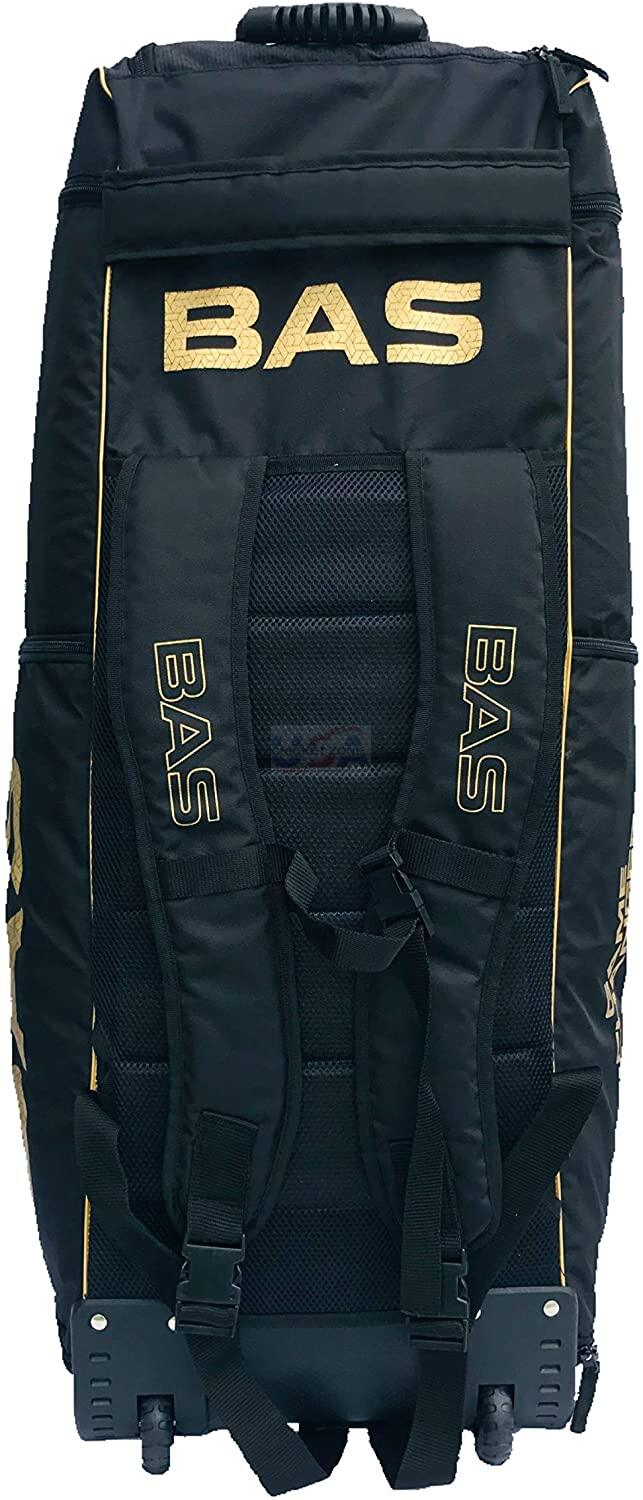 BAS VAMPIRE GAME CHANGER WHEELIE DUFFLE CRICKET BAG - BLACK & GOLD