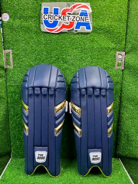 THE BOSS 333 NAVY & GOLD WICKET KEEPING PADS -2023
