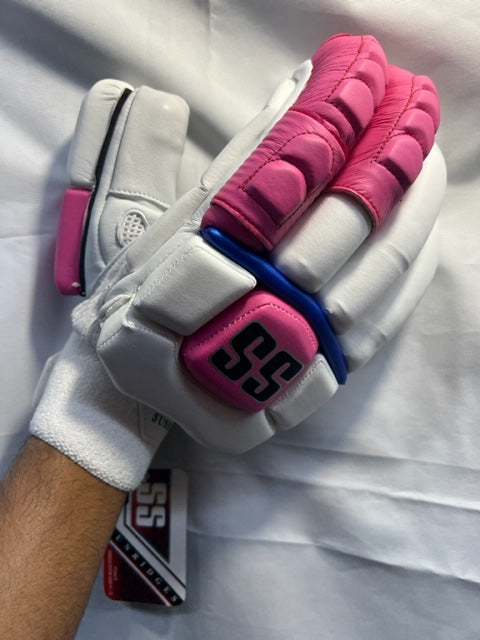 SS Shimron Hetmyer Players White and Pink Batting Gloves - 2023