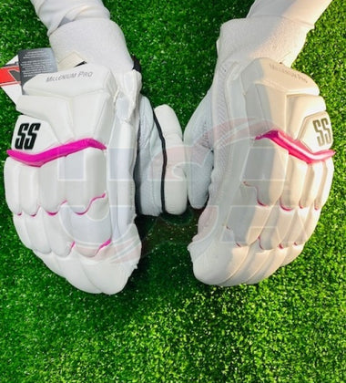SS MILLENIUM PRO BATTING GLOVES - PINK AND WHITE