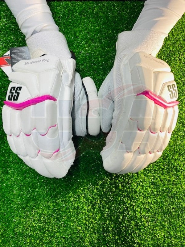 SS MILLENIUM PRO BATTING GLOVES - PINK AND WHITE - 2024